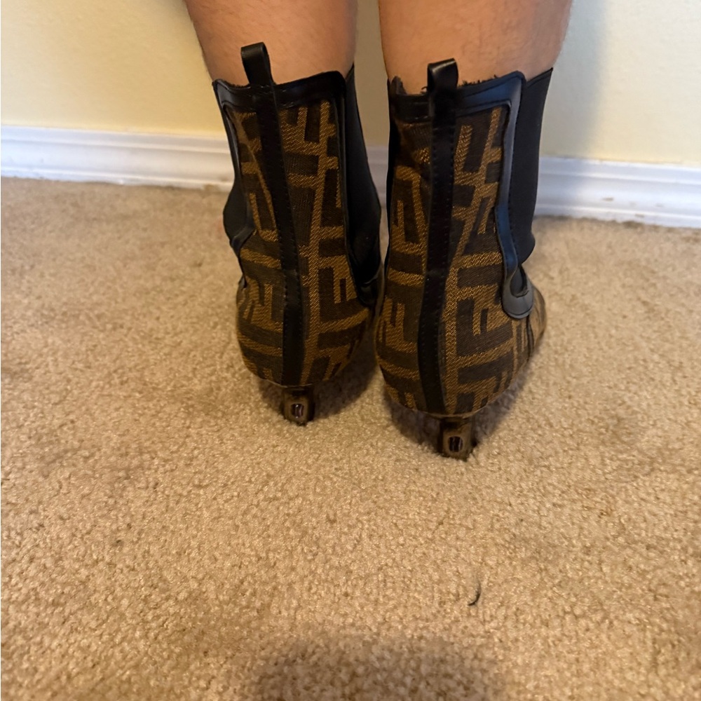 Designer Brown Patterned Ankle Booties - image 3